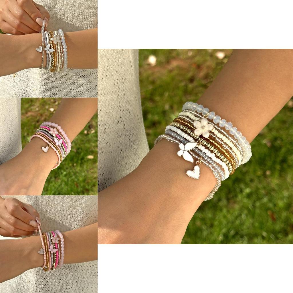 Boho Butterfly Charm Jewelry Set With Glass Beads For Womens Casual Style