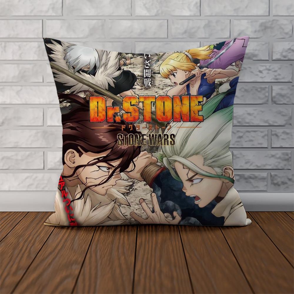 Anime DrSSTONE Kissenbezug Für Auto Sofa Dekorativ Zuhause Zweiseitiger Druck Plüsch Quadratisch Wurfkissen Kissenbezug