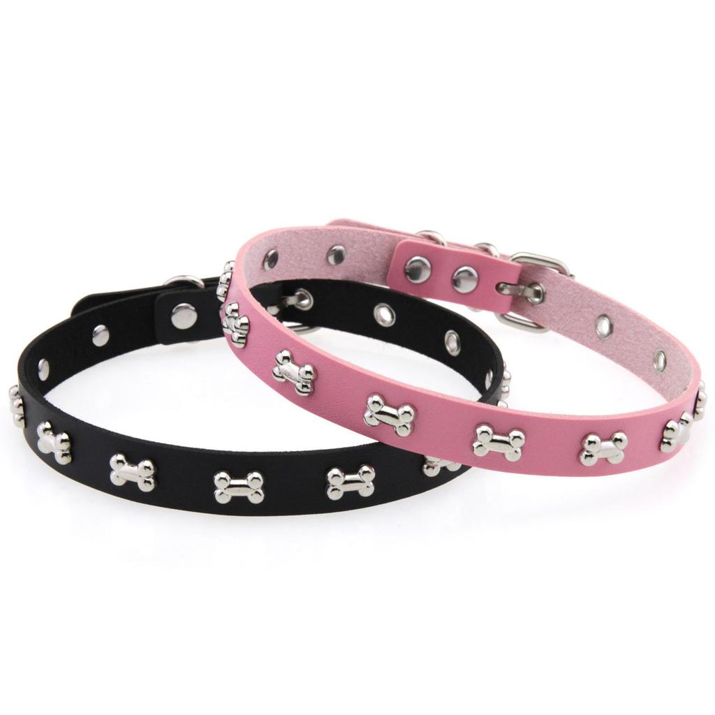 Colar Gargantilha de Couro com Pingente de Osso Estiloso Corrente Ajustável Moda Alternativa Rocker Metal Acessório de Gargantilhas de Couro