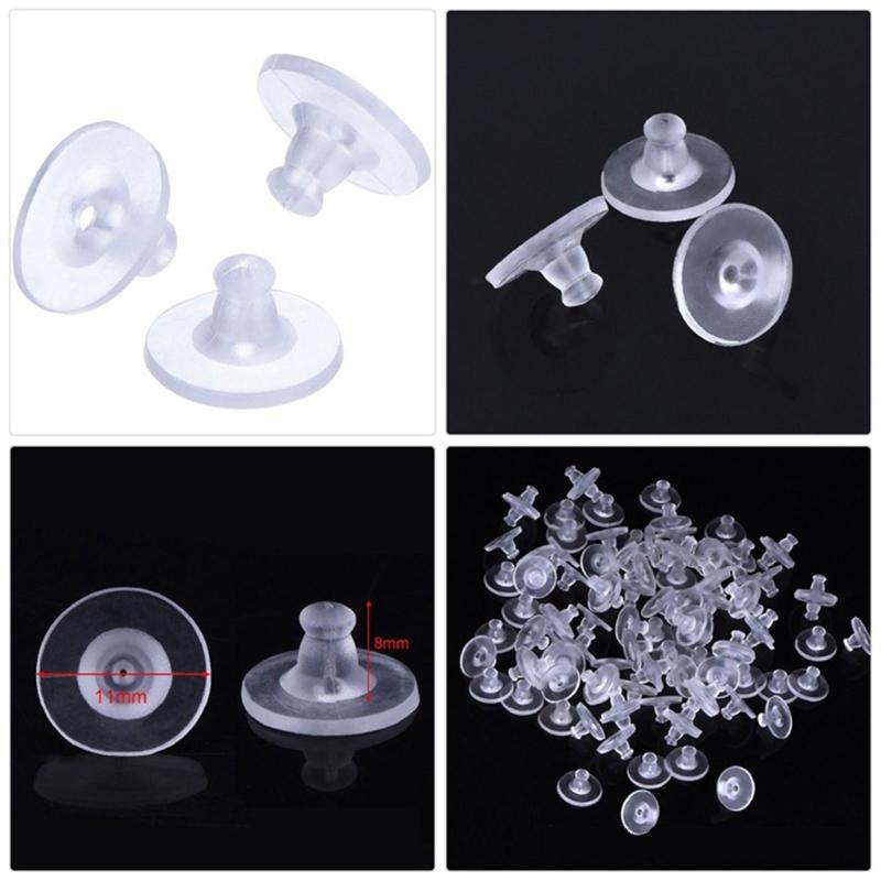 100 Pieces Soft Clear Earring Backings Silicone Rubber Safety Back Pads Backstops Replacement for Earring Studs Hoop DIY