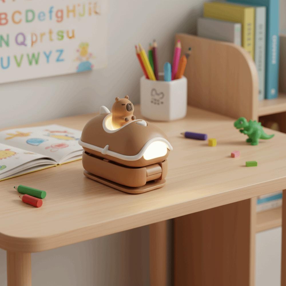 Cartoon Capibara Reading Light Adjustable Battery Powered Mini Capibara Folding Desktop Lamp Creative Portable