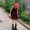 Harajuku Goth Vermelho Mini Xadrez Vestido Feminino Y2k Gothic Mall Cyber Punk Vestidos de Halloween Vintage One Piece Slip Vestidos