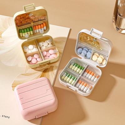 Weekly Double-Sealed Portable Mini Pill Organizer with Snap-On Compartments