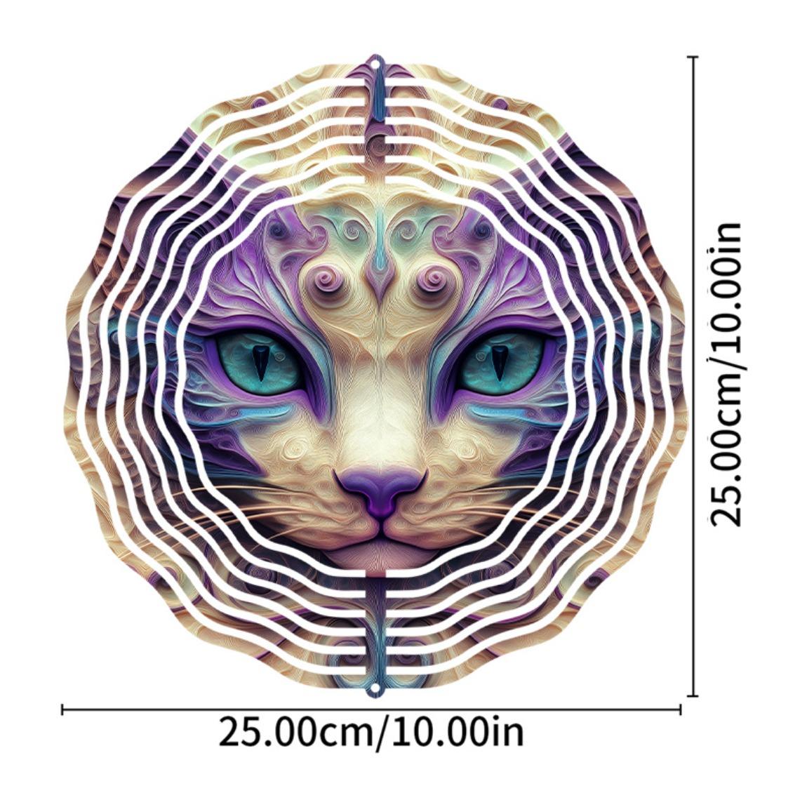 

10-дюймовый двухсторонний металлический спиннер-колокольчик с принтом фиолетового кота и крючком для весенне-летней балконной садовой патио уличной декорации