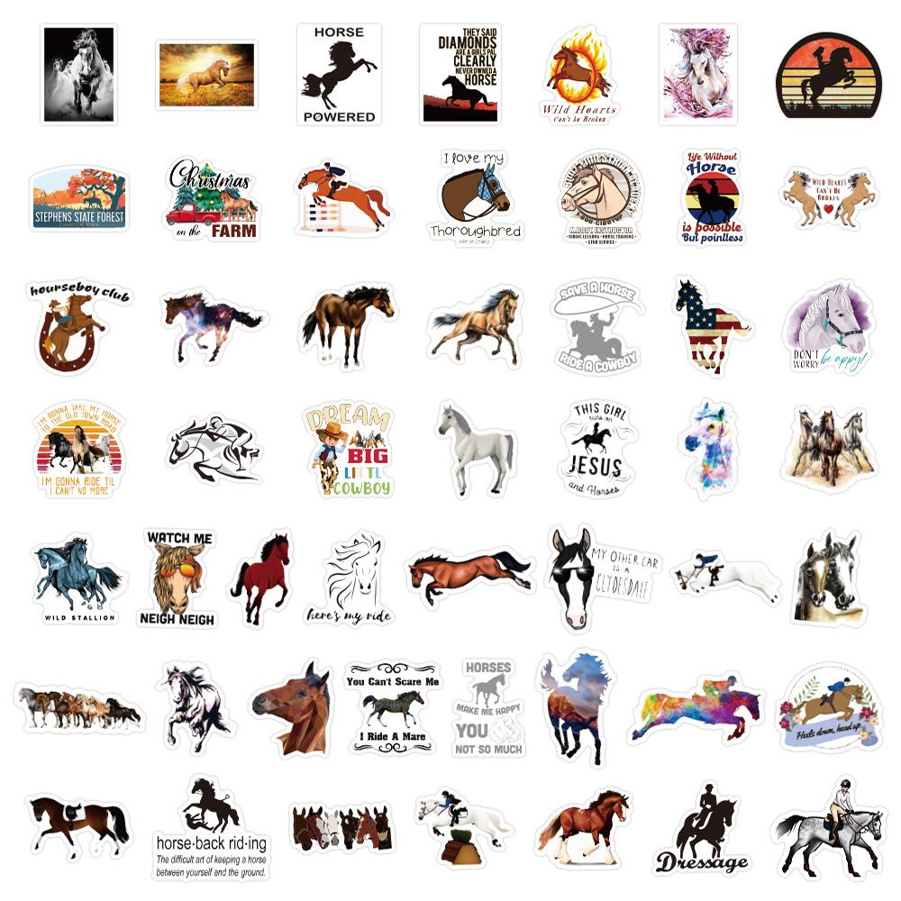 10/30/50/100pcs Cool Cartoon Horse Equestrian Stickers Decals DIY Skateboard Notebook Phone Guitar Graffiti Sticker Decoration