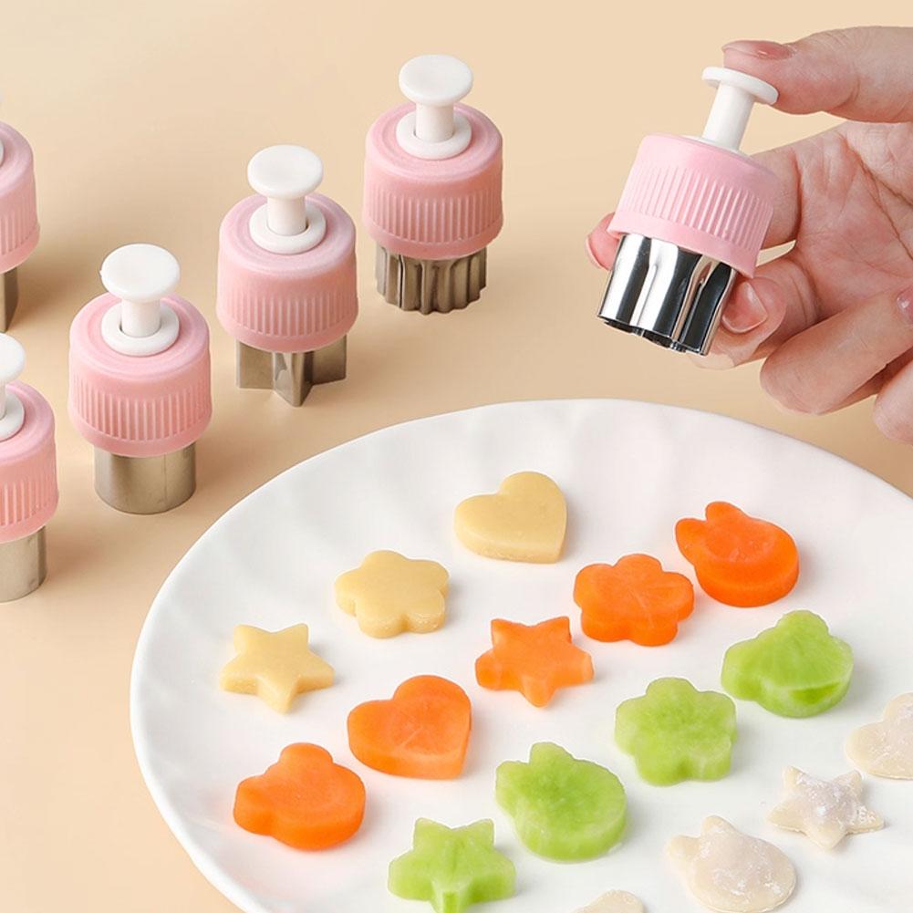5pcs Stainless Steel Press Mold Veggie Fruit Cutter Set for Kids Bento Butterfly Noodle Cookie Stamp Baking Accessory