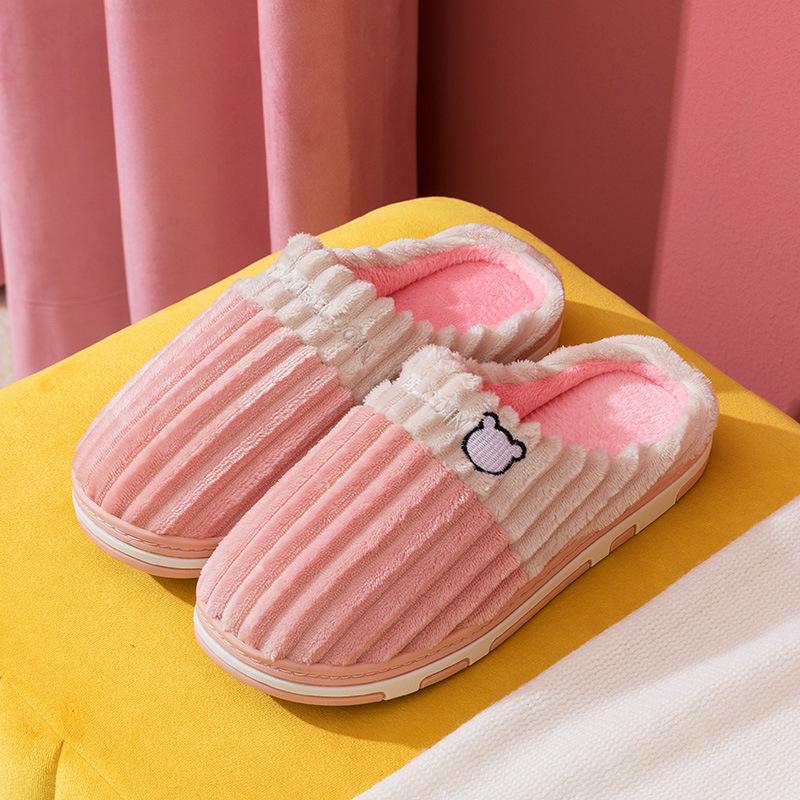 Cotton slippers home warmth non-slip plush home cotton slippers