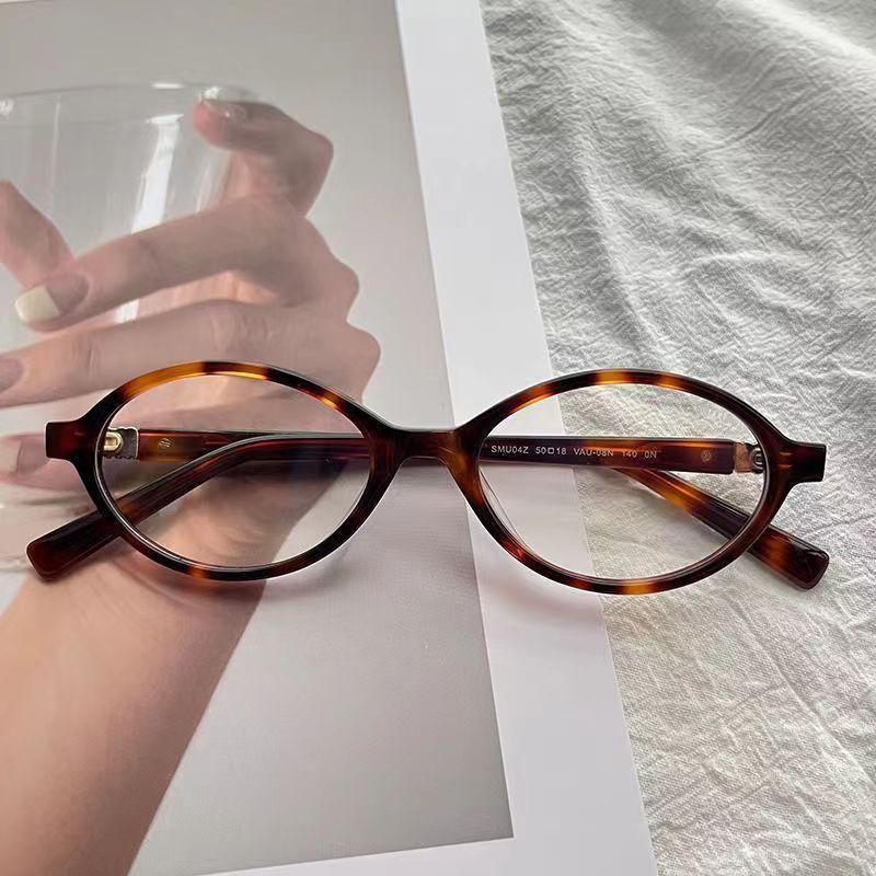 

5pcs Vintage Anti Blue Light Reading Glasses Small Frame Oval Glasses Fashion Men Women Plain Eyeglasses Eyewear 4.0