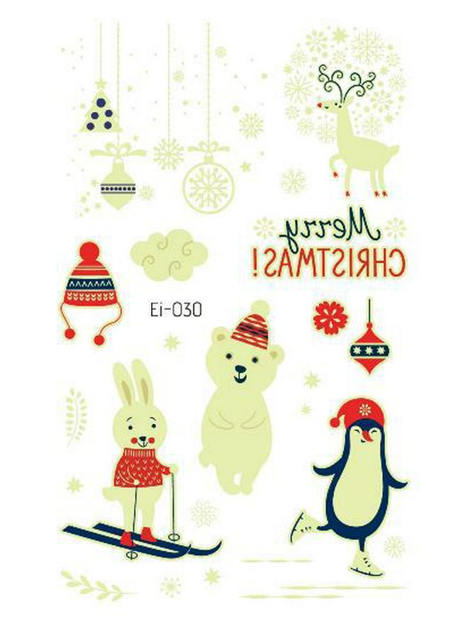 Ricalon Glow-in-the-Dark Waterproof Christmas Temporary Tattoos for Kids