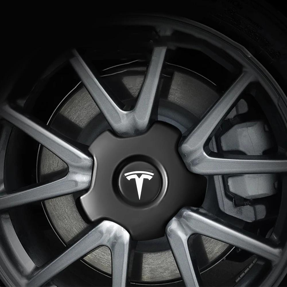 Car Sticker 2025 New Tesla 4pcs Wheel Center Caps Hub Cover Five Claw Type Hubcap Car Decoration Accessories For Tesla Model 3 M