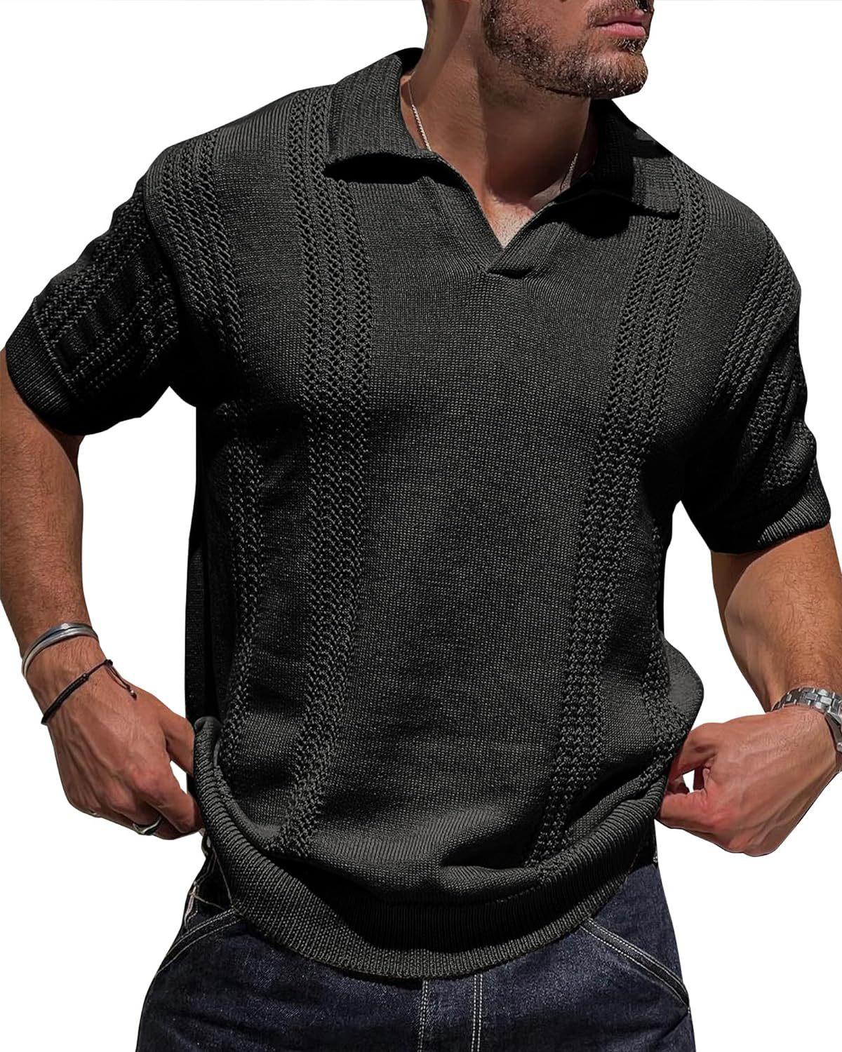 

Men s Short Sleeve Knit Sweater, Light Beige Crew Neck Textured Pullover, Casual Slim Fit Top with Multi-Color Options XXXL чорний