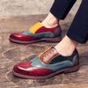 Herren Herbst Rot Colorblock Schnürung Spitze Keilabsatz Martin Stiefel