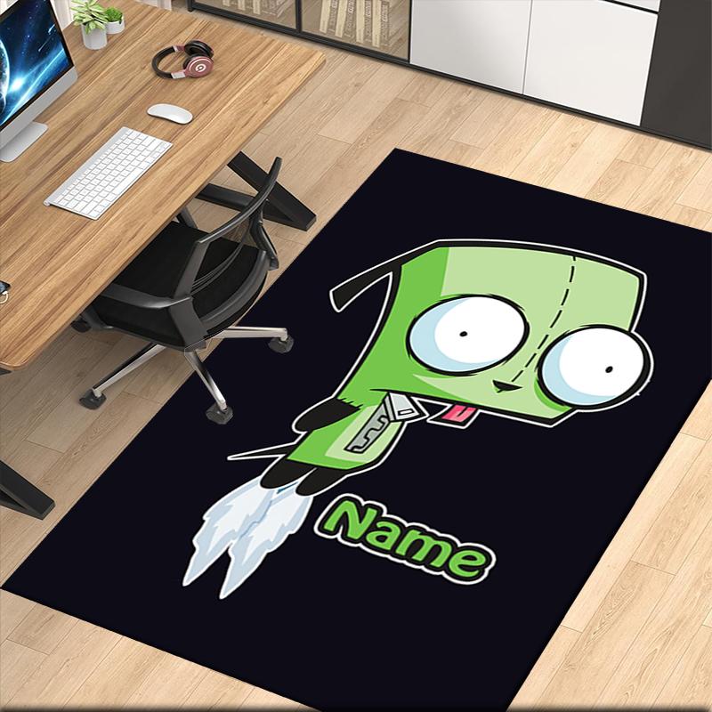 Custom Name Invader Zim Printed Carpet, for Office Chair Living Room Bedroom Kitchen Room Decor Gifts.