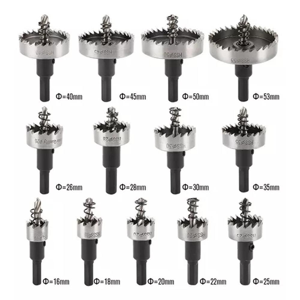 13pcs 16-53mm Size Range Hole Saw Set Titanium Plated High Speed Steel Drill Bi For Metal