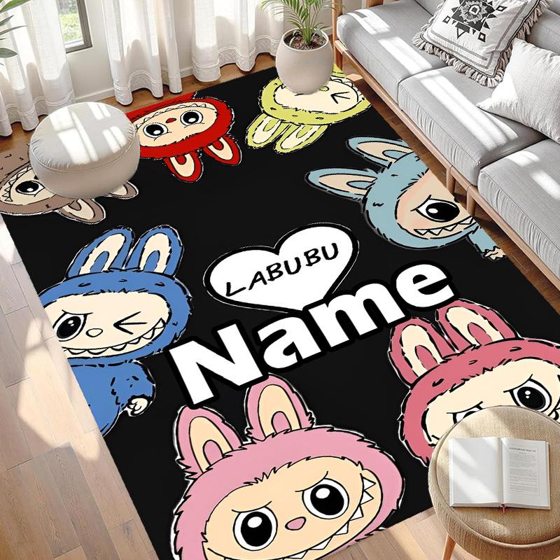 Custom Name Personalized Labubu Print Carpet, Versatile Home Decor Rug, for Playroom, Apartment, Balcony, Entryway, Hallway Gift