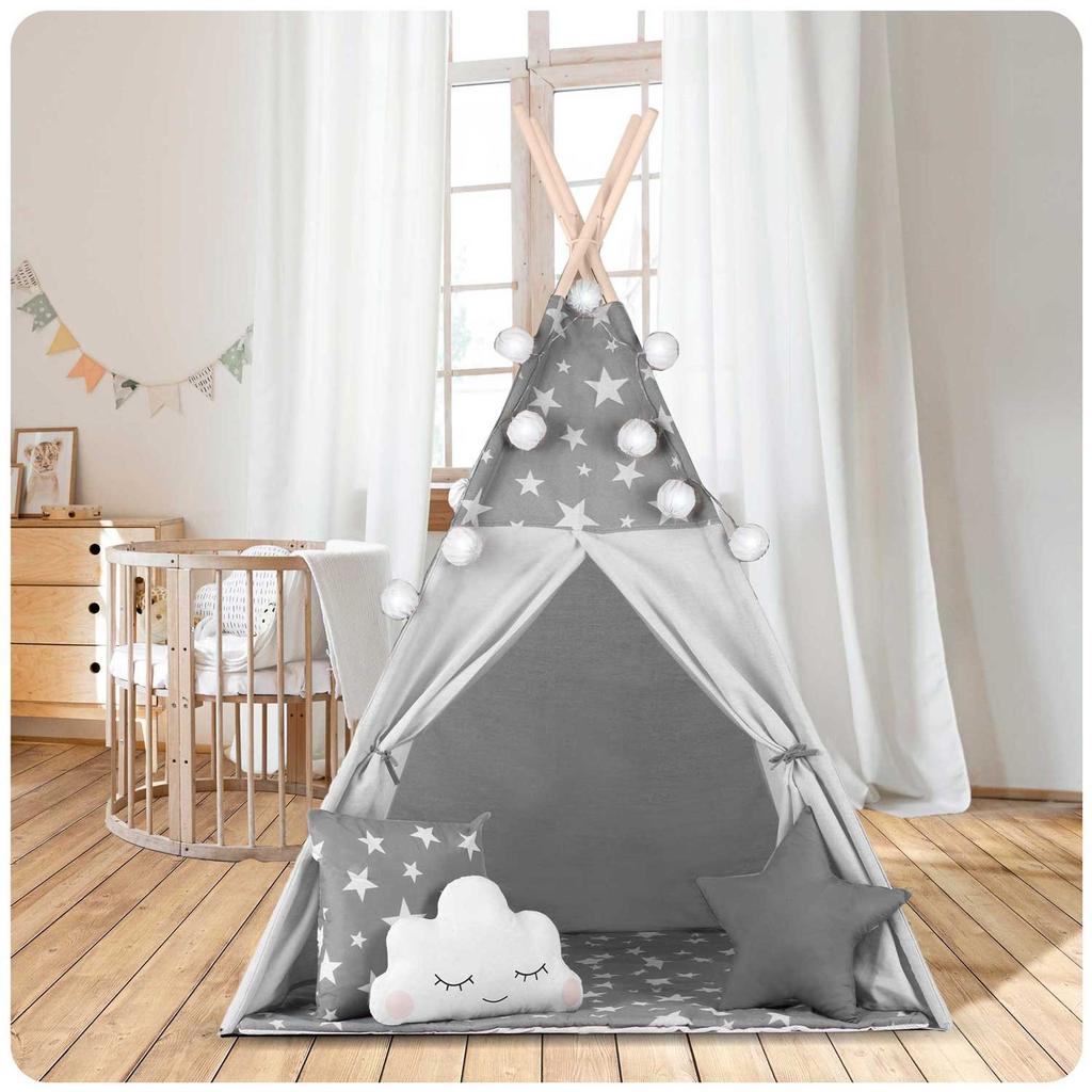 Tenda a Tipi per Bambini Nukido con Ghirlanda e Luci Fatate, Con Stelle