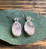 Solid 925 Sterling Silver Rose Quartz Oval Gemstone Earrings Handmade Dangle Earrings Mom Gift