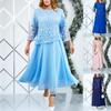 Vestido de gasa con encaje de nueva moda para mujer de talla grande