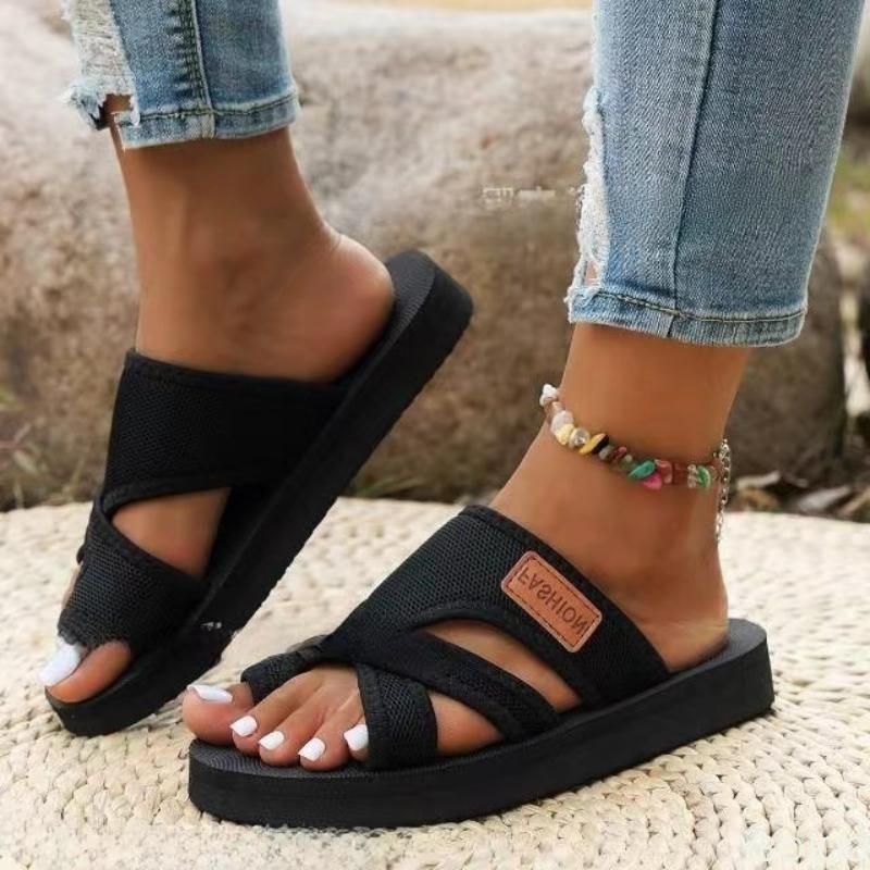 European American Women's Slippers New Fashionable Breathable Mesh Fish Mouth Cover Toe Anti Slip Slippers Wear-resistant Beach