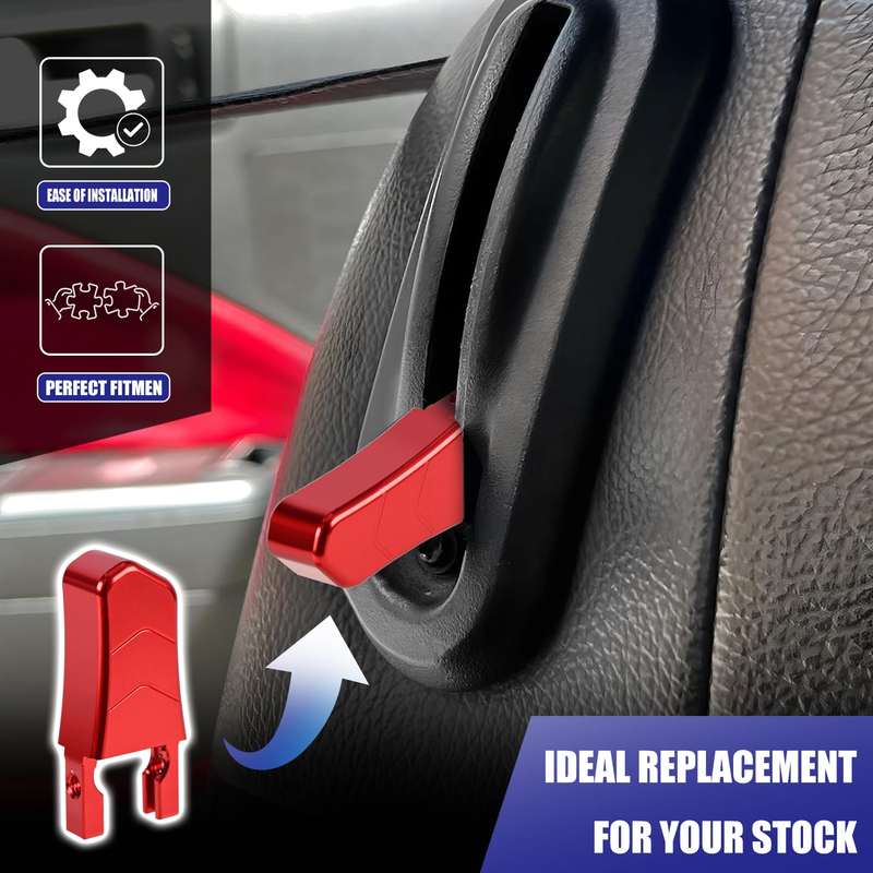 2PCS Car Adjustment Rods Seat Release Lever Knob Latch Handle Side Red Black Aluminum Alloy For Ford Mustang 2005 2006-2014