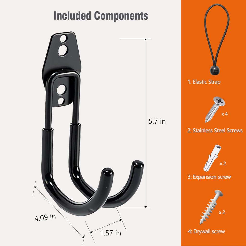 EV Charger Holder Wall Mount | Heavy-Duty J-Hook For Cable Retractor, Durable Steel Hook For Indoor/Outdoor Use, Electric Vehicle Cord Organizer