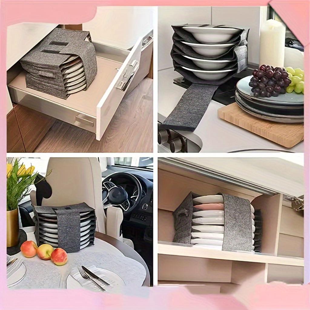 Kitchenware plate, felt storage bag, picnic and camping portable storage box, cup and bowl compartment-organized storage box