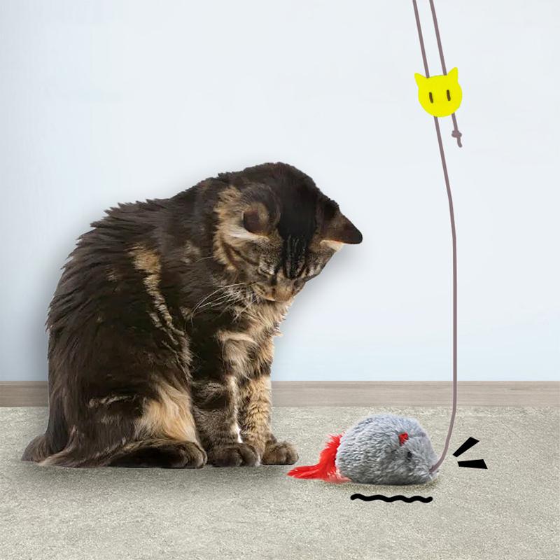 Hot Hanging Sound Feather Mouse Elastic Rope Simulation Plush Call Mouse Cat Cat Self-health Artifact Cat Toy