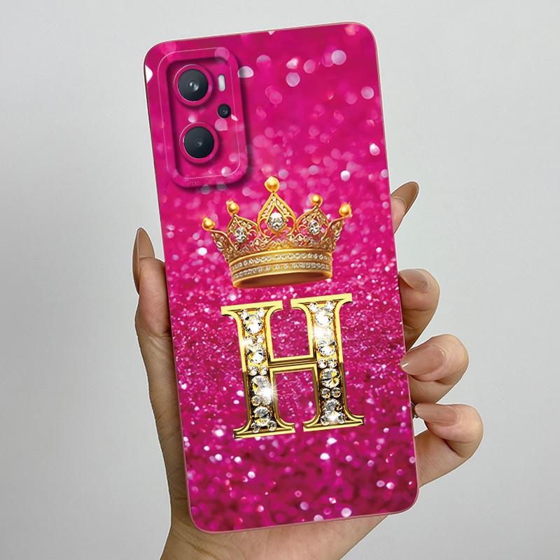 For Realme 9i 4G RMX3491 / Oppo A96 CPH2333 Fashion Initial Letter Couple Phone Case Soft Silicone TPU Lens Protective Casing