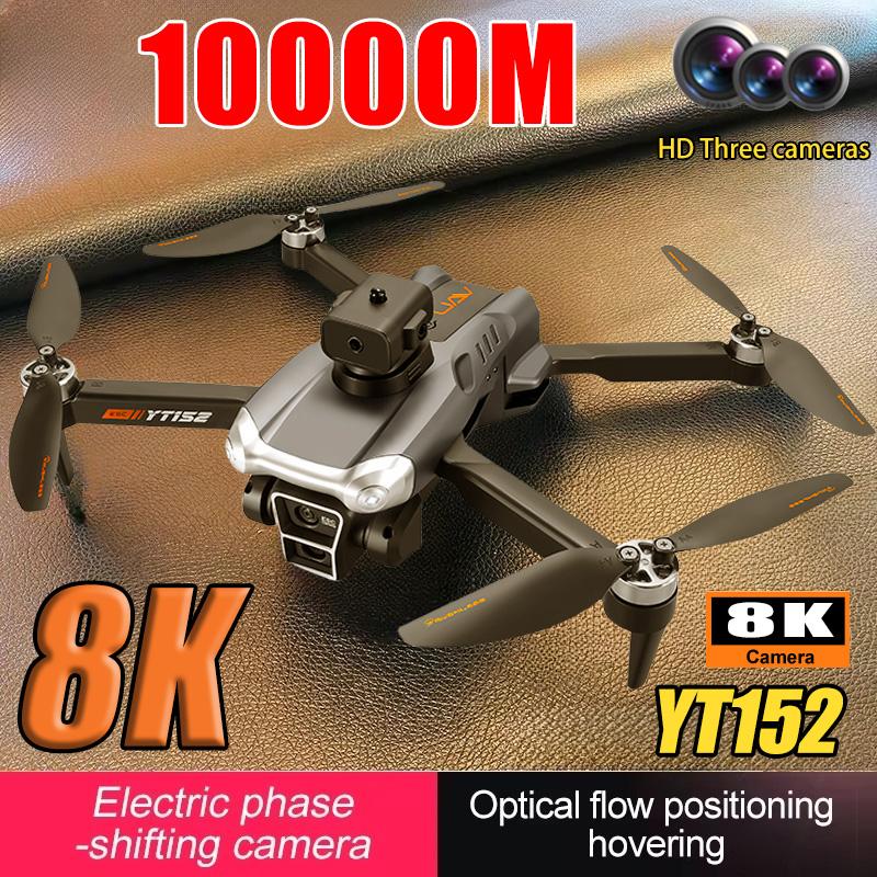 Nový YT152 MINI Drone 8K Tři kamery Wiif Optické polohování toku Vyhýbání se překážkám Bezkartáčové dálkové ovládání Čtyřosé letadlo Hračka Dárek Děti