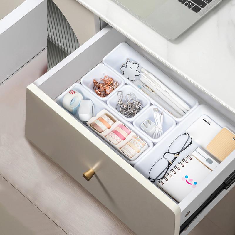 Modern Plastic Desk Drawer Organizer With Dividers For Office And Bathroom Storage