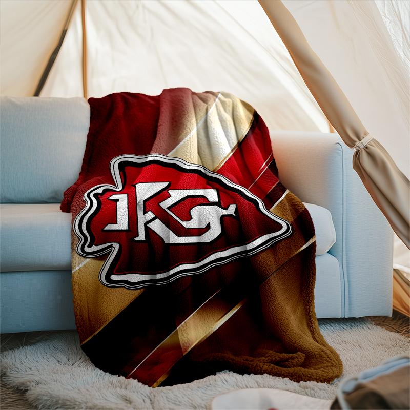 1PC City Chiefs Emblem Printed Soft Flannel Blanket Throw for Adult Bedroom Living Room Sofa Camping Travel Fan gifts Christmas Gifts