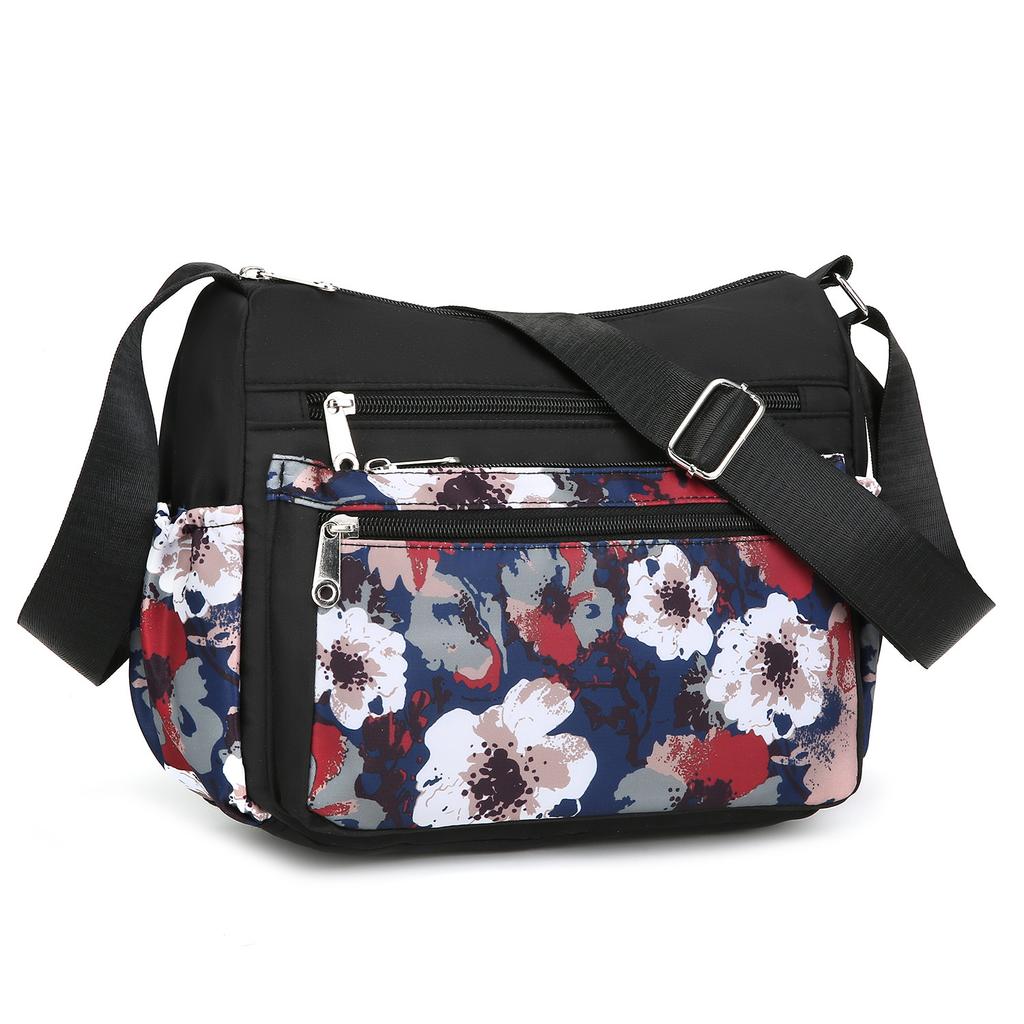 Women Elephant Print Crossbody Bag Multi Pocket Shoulder Bag Large Capacity Lightweight Travel Messenger Purse Zipper Handbag