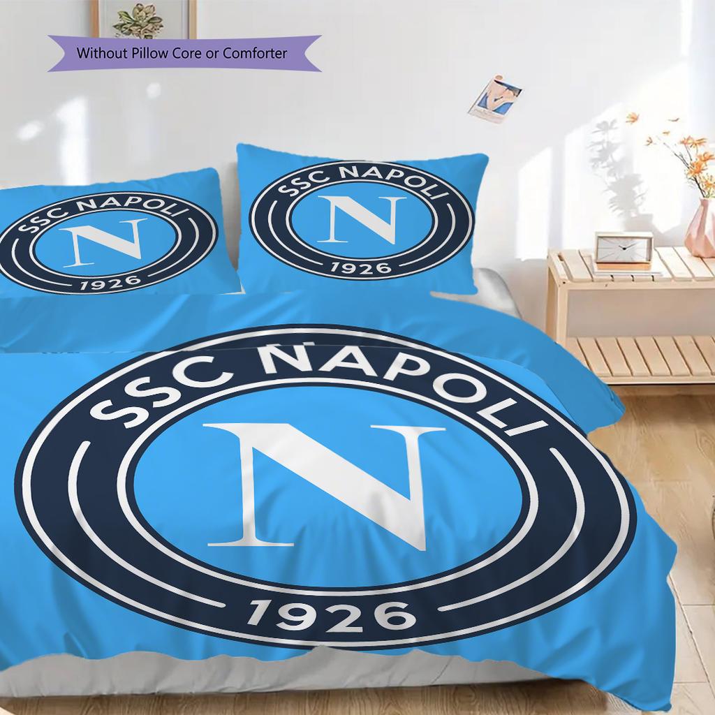 SSC Napoli Muster Bettwäsche Steppdecke Set Bettbezug Kissenbezug Heimdekoration Geburtstagsgeschenk (1 Bettbezug + 2 Kissenbezüge, ohne Füllung)