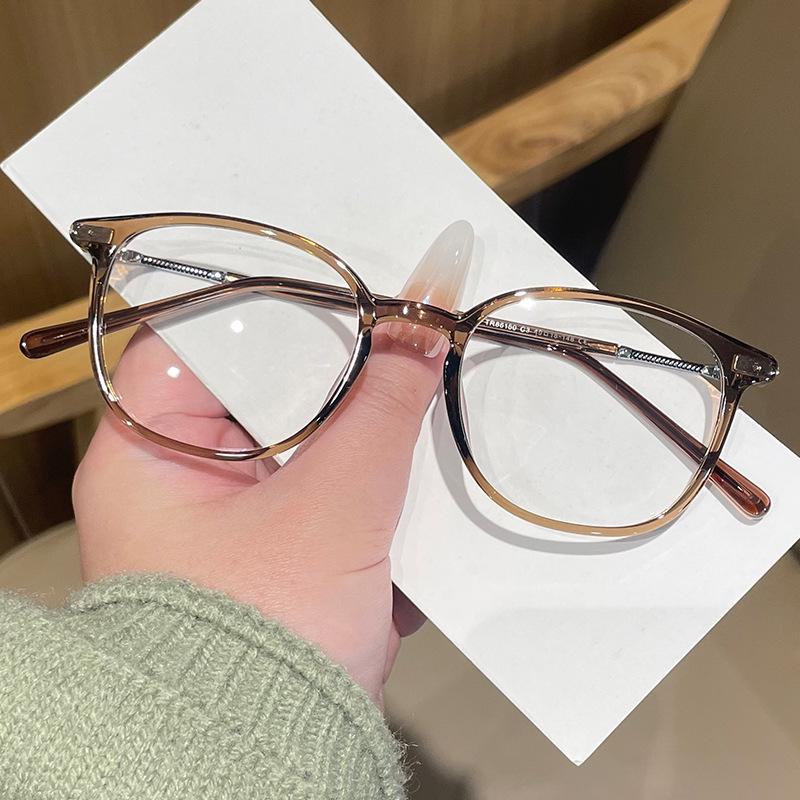 Square Frame Glasses for Women: TR90 Metal, Anti-Blue Light, Prescription/Non-Prescription Lenses, Slimming Design for Large Faces, No Makeup Style