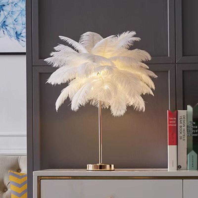 Ostrich Feather Romantic Floor Lamp - French Influencer Style for Living Room or Bedroom