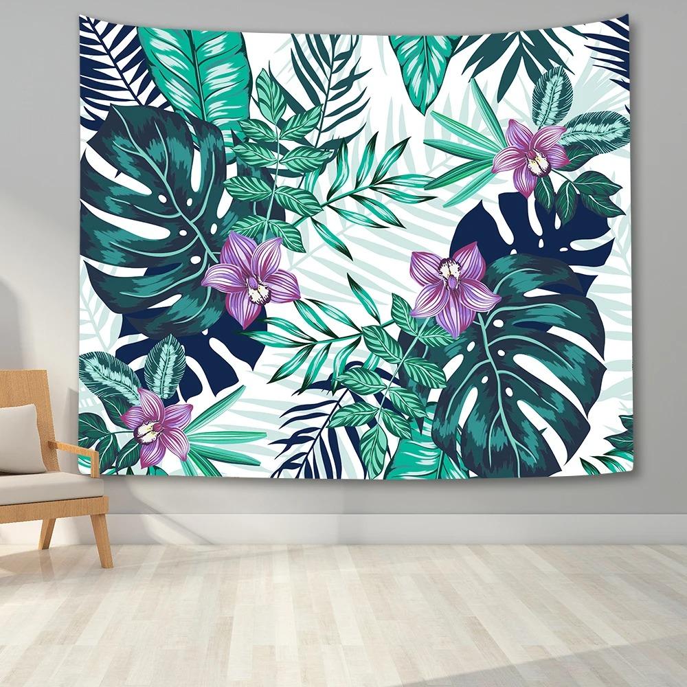 Office Living Room Tapestry Tropical Plant Leaves Hanging Cloth Home Wall Decoration Tapestry