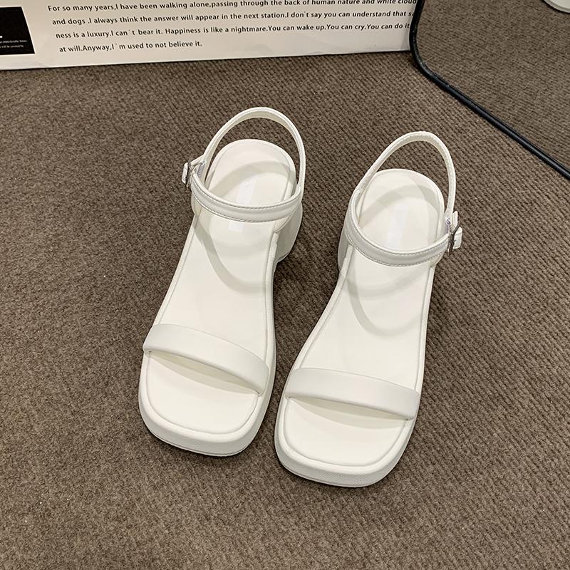 Street Style Chunky Open Toe Women Sandals Elegant Dress Thick Heel Shoes Summer Outdoor Concise Zapatos De Mujer