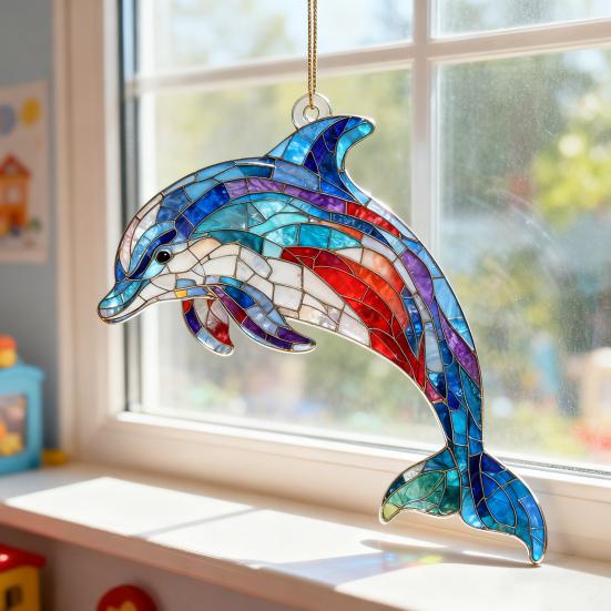 Colorful Animal Pendant Acrylic Suncatcher Window Hanging Ornament 2D Acrylic Printed Festive Decor