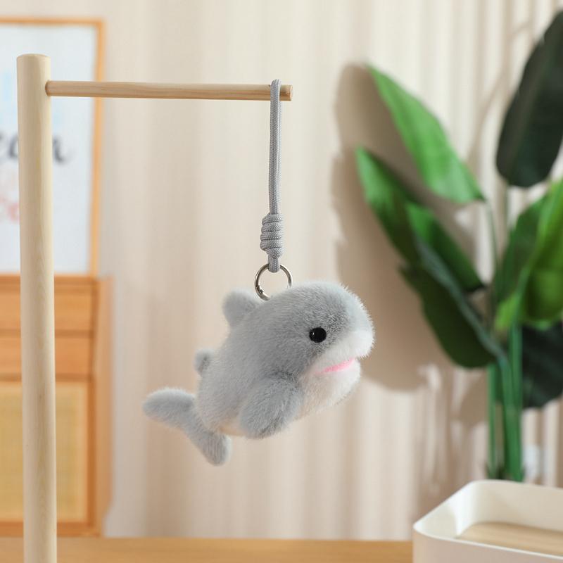 10/18cm Marine Animal Plush Pendant Stuffed Purple Dolphin Killer Whale Shark Seal Keyring with Loop Small Plushie for Bag Gift
