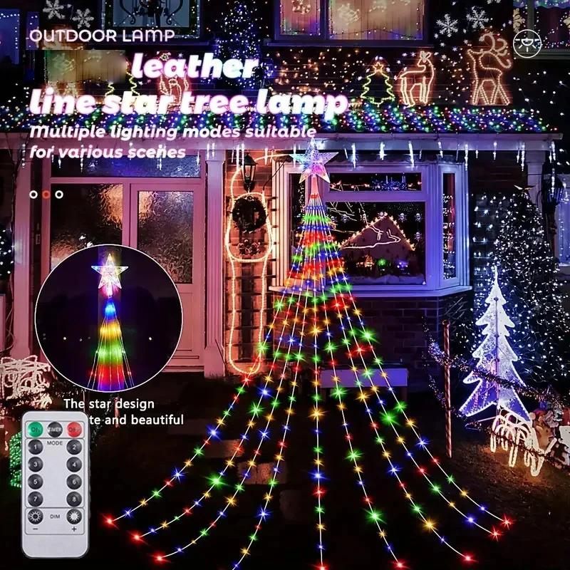 2M Meteor Waterfall Fairy Curtain Lights 8 Modes Christmas String Tree Light for Outdoor Garden Holiday Xmas Tree Decor Lights
