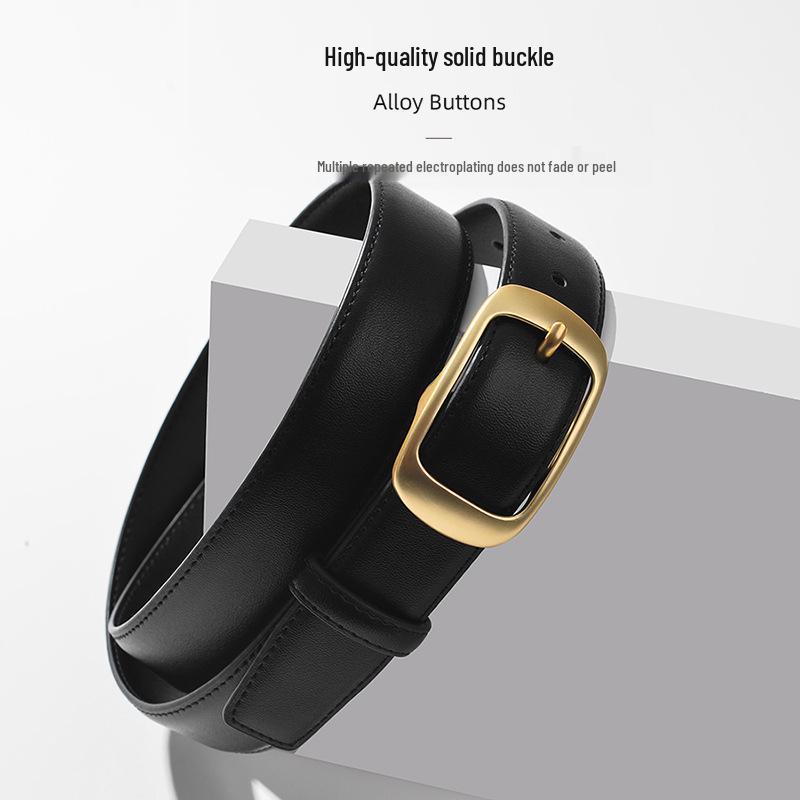 Women's Genuine Cowhide Belt - Fashionable, Simple, All-Match Decorative Belt for Suit Pants