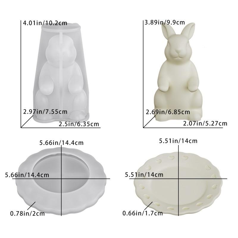 1/2Pcs Big Rabbit Silicone Molds Resin Polymer Clay Crafts For Home Decor & Candle Making Wave Spiral Molds Easter Gifts