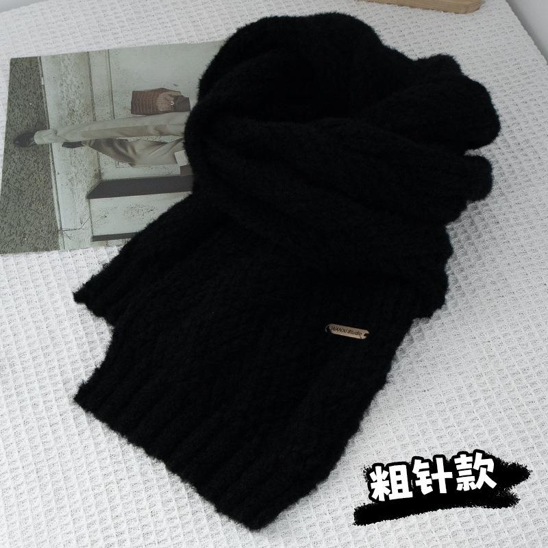 Autumn and Winter Solid Color Thick Warm Knitted Scarf Korean Commuter Gentle and Versatile Non Tassel Scarf