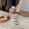 Big Bubble Mouth College Style Cloth Label Striped Pile Socks Korean Mid-Tube Versatile Boneless Socks Are Contrasting Socks