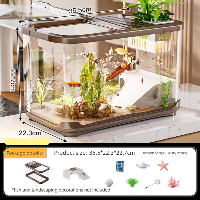 Breeding Container Fish Tank Turtle Tank Aquarium Living Room Balcony Ecological Terrariums Transparent Goldfish Tank Products