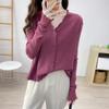 Autumn long-sleeved design sense niche top white fungus edge v-neck knitted cardigan sweater jacket bottoming shirt women