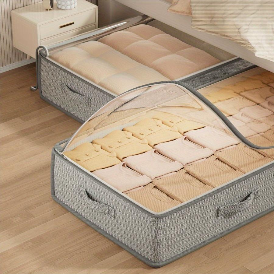 Under Bed Storage Containers Rectangle Multipurpose Organizer Bins, Foldable Sweater and Linen Storage Bags Under-Bed Storage