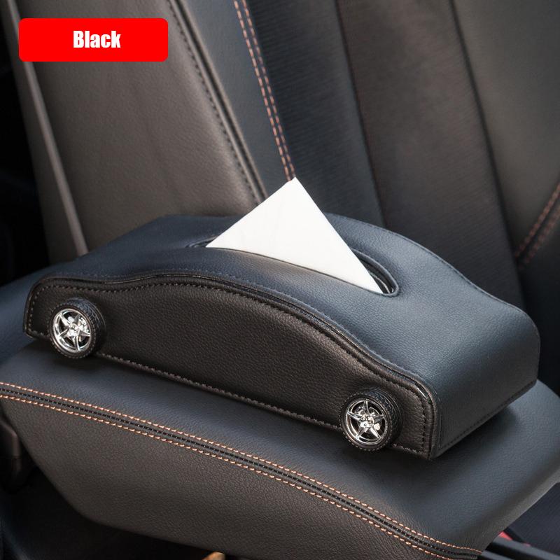 High-end Fashion Pu Leather Car Tissue Box Holder Business Armrest Box Tissue Box Cover Car Tissue Holder with Magnetic Bottom