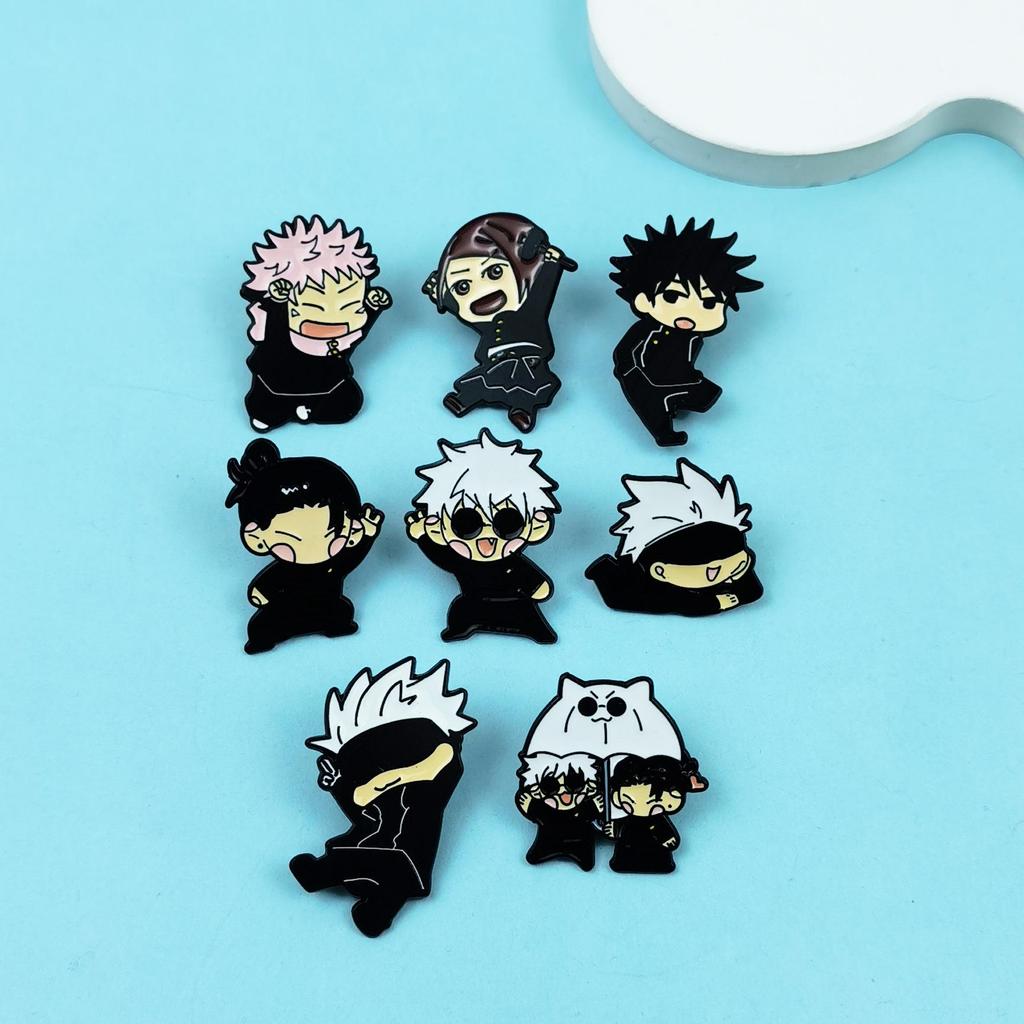 Jujutsu Kaisen Cute Character Alloy Brooch - Anime Badge for Clothing, Backpacks & Student Accessories.