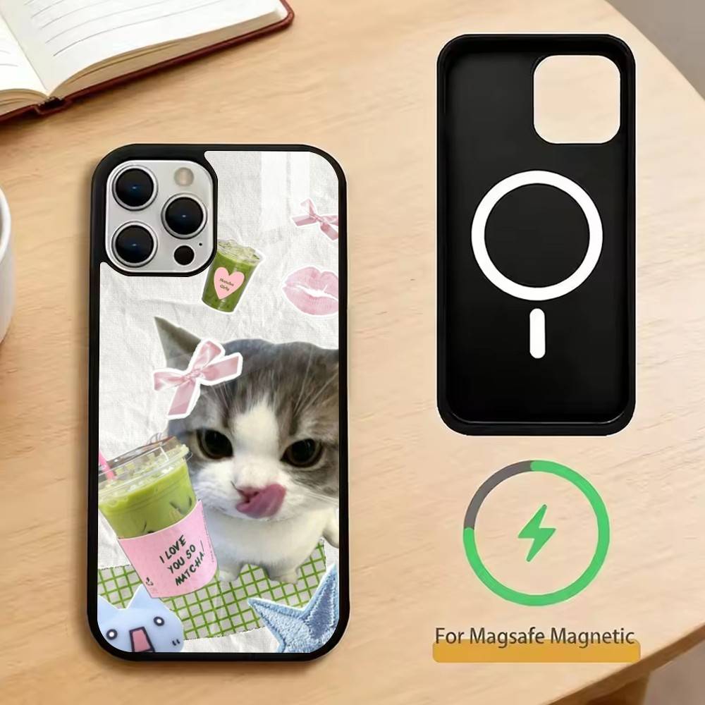 Funny Cute Cat Phone Case For iPhone17,16,15,14,13,12,11 Plus,Pro Magnetic For Magsafe Wireless Charging